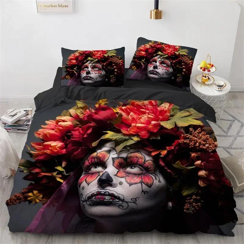 3D Print Skull Vintage Sugar Skull Girl Comfortable Duvet Cover Pillowcase Bedding Set Children Bedroom Decoration Home Textile
