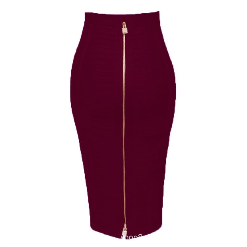 Сексуальная однотонная бандажная юбка на молнии, женские эластичные облегающие летние юбки-карандаш