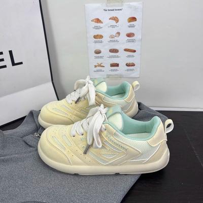 Розовые кроссовки из двойной сетки женские уродливые милые летние новинки нишевые дышащие спортивные маленькие белые кроссовки