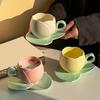 1 Set Coffee Cup Ceramic Tulip Coffee Mug with Coaster Smooth Surface Heat-resistant Tea Cup for Home