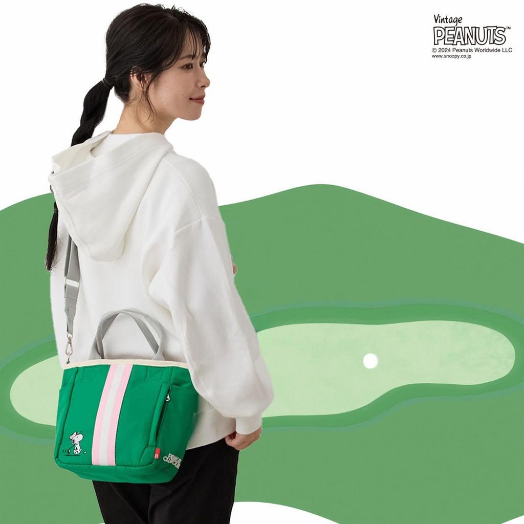 8390 Snoopy спортивная маленькая сумка через плечо IP квадратная 2-сторонняя PEANUTS [Rootote] (03 Зеленый)