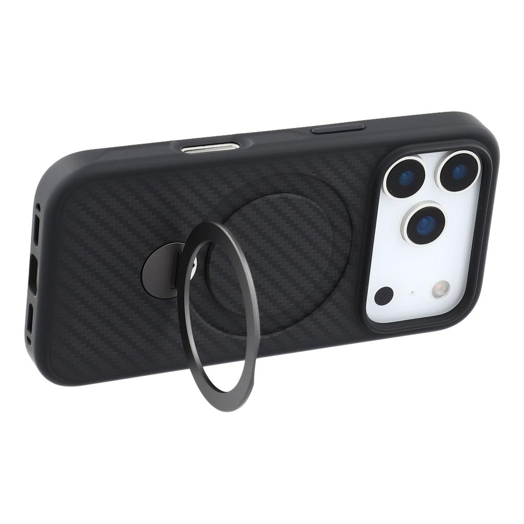 For iPhone 17 Pro Max Case Compatible with MagSafe Kickstand TPU+PC Phone Cover Carbon Fiber Texture
