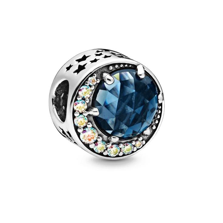 Новые серебряные бусины-шармы 925 пробы «Космическая глубокая синяя звезда и луна» для браслетов DIY, изготовления украшений, аксессуары из бутика