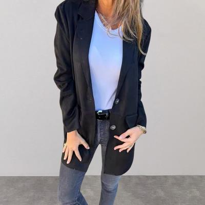 Женское зимнее пальто, однобортное, с отложным воротником, средней длины, с длинными рукавами, однотонное, теплое, с ложным карманом