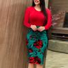 Elegant Plus Size Ladies Short/long Sleeve Floral Boho Women Party Bodycon Maxi Dress