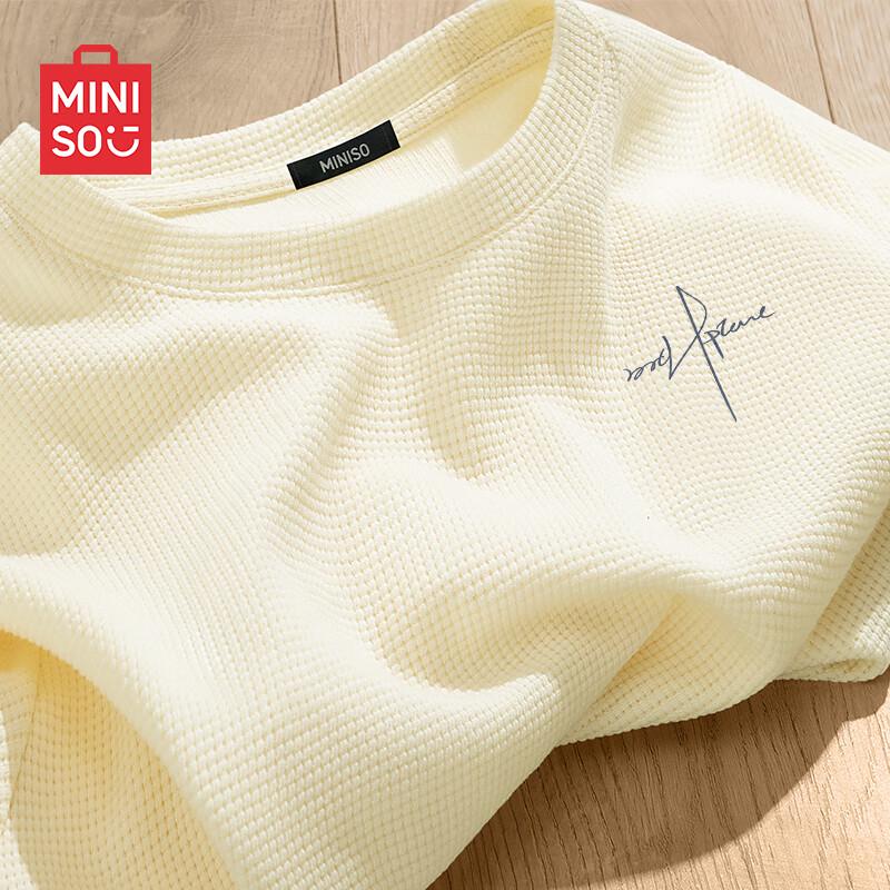 MINISO Мужская футболка с длинным рукавом вафельной вязки