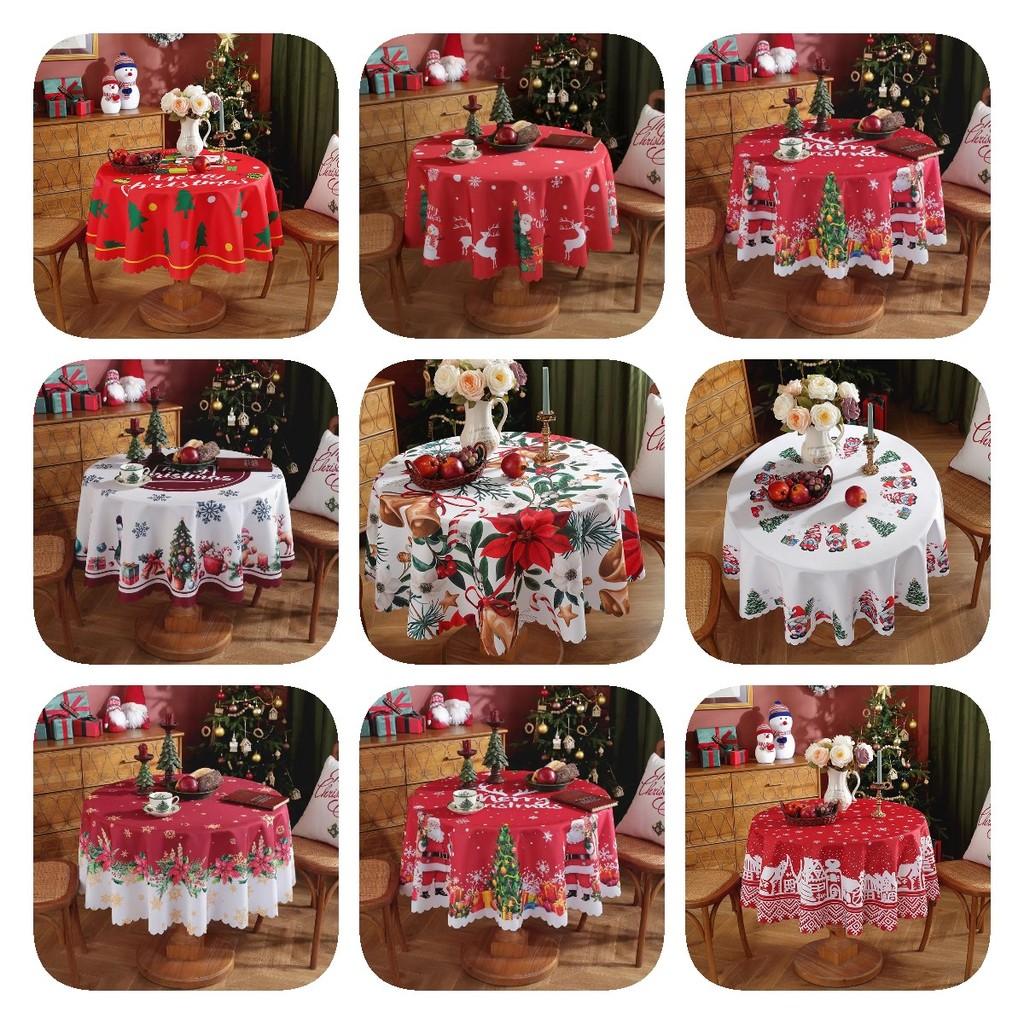 Рождественская большая круглая скатерть Рождественский праздничный чехол для стола Ткань Домашний декор