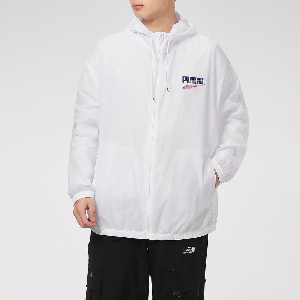 Puma Спортивная ветровка с логотипом и капюшоном. Мужская верхняя одежда Белый 531487-02