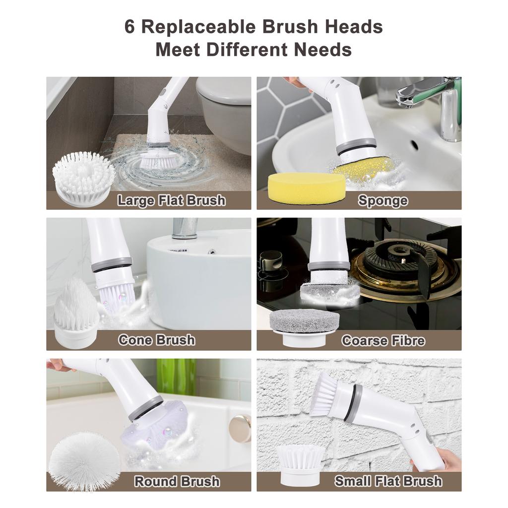 Электрическая щетка для чистки Spin Scrubber Handheld, беспроводная, 2 скорости с удлинителем для ванной комнаты, ванны, туалета, стены, плитки, пола