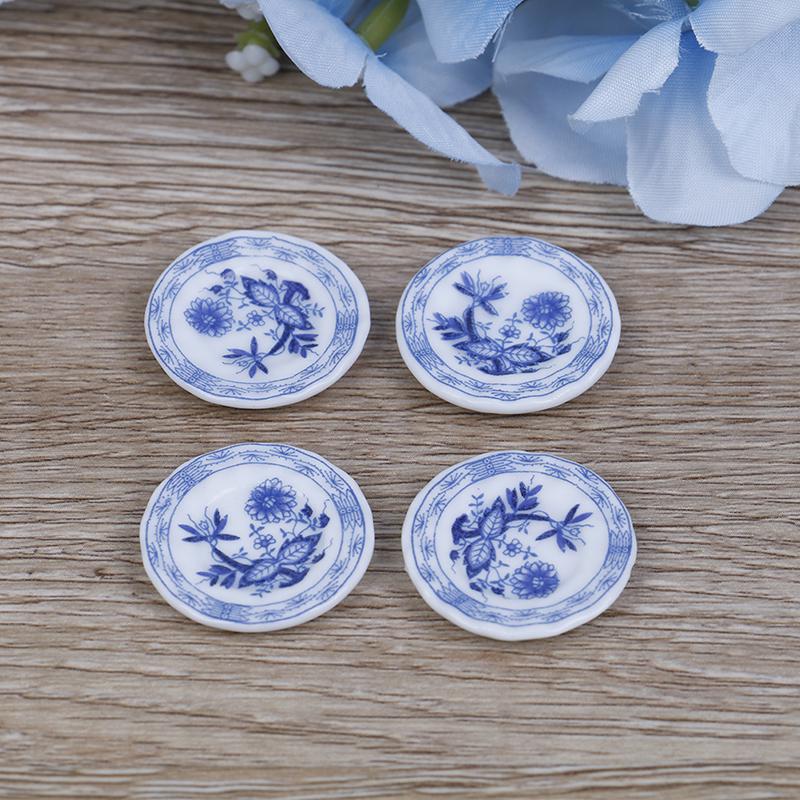15Pcs Portable Blue Flower Tableware Porcelain Coffee Tea Cups Universal 1:12 Dollhouse Miniature