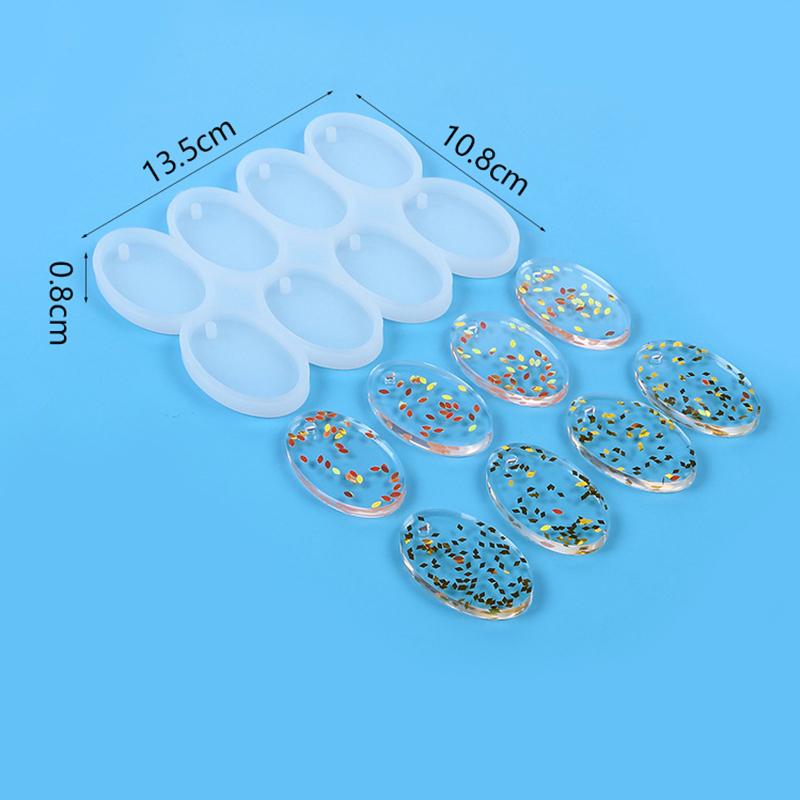 8/12Pcs Round Oval Pendants Resin Mold Diy Epoxy Earrings Charms Silicone Mold For Jewelry Making Keychain Tag Casting Diy Craft
