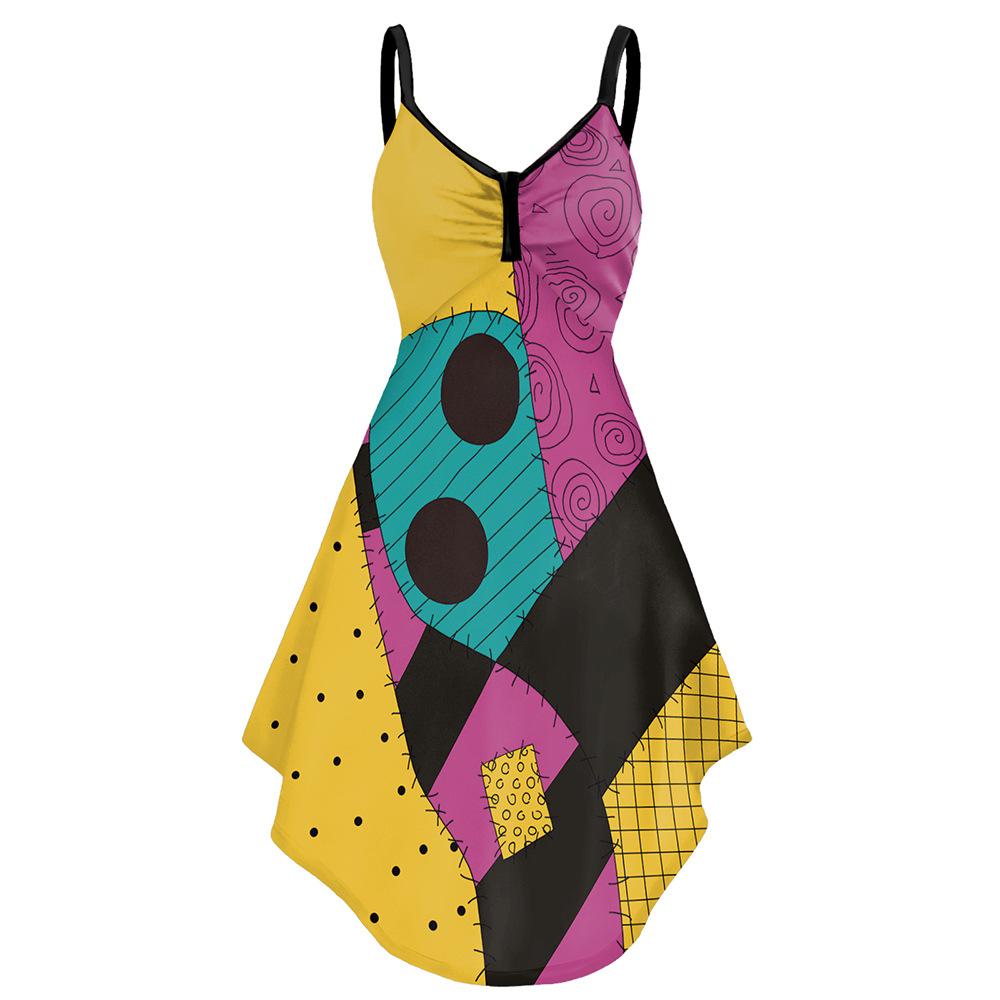 Взрослые Женские Платья с Цифровой Печатью Костюмы для Косплея на Хэллоуин Школьные Сценические Костюмы для Драматического Шоу Выступления Наряды для Ролевых Игр