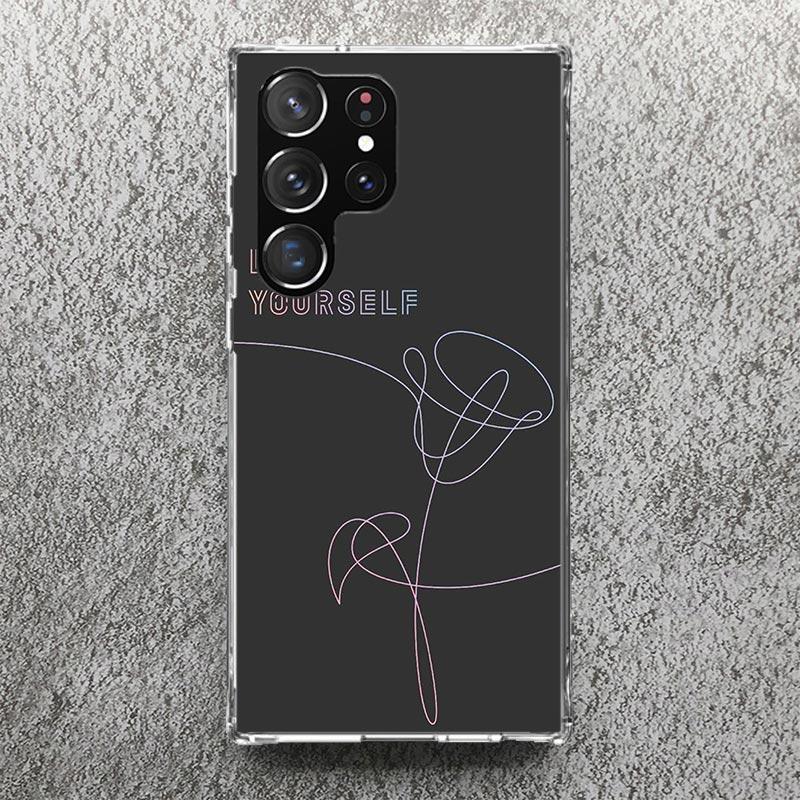 Люби Себя Цветочное Сердце Линия Kpop Чехол Для Телефона Для Samsung Galaxy S25 S24 S23 Ultra S22 Plus S21 S20 FE S10 + S25Ultra S24U Sof