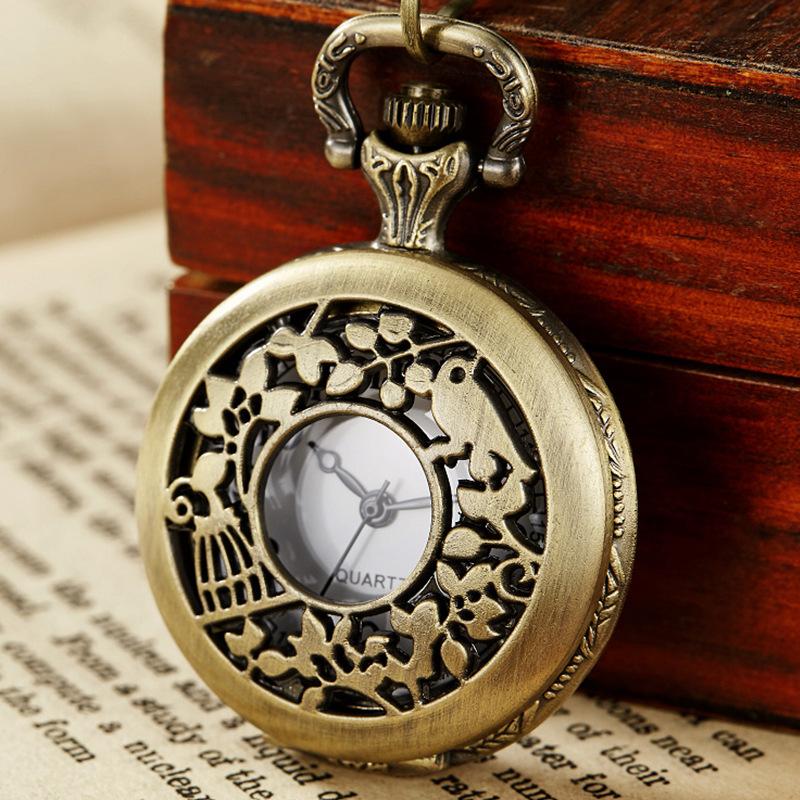 Флип бронзовые Second Moon Boy полупрозрачные классические большие кварцевые карманные часы