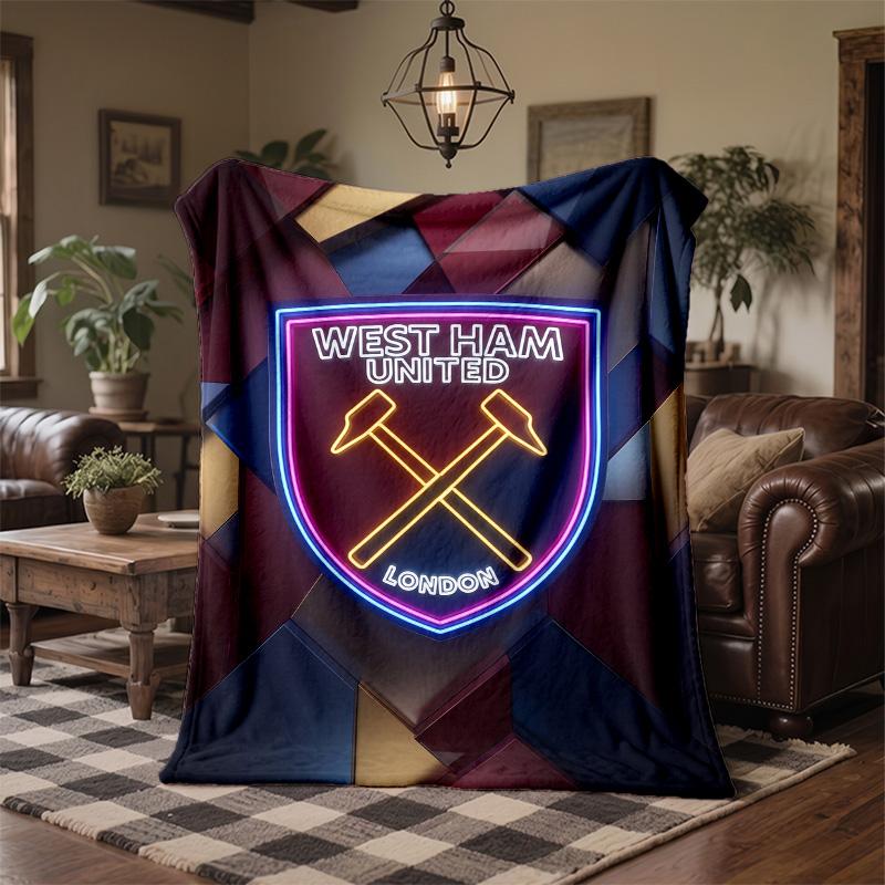 West Ham United Football Print Flannel Blanket Soft Warm Sofa Bed Throw Blanket For Home Office Bedroom