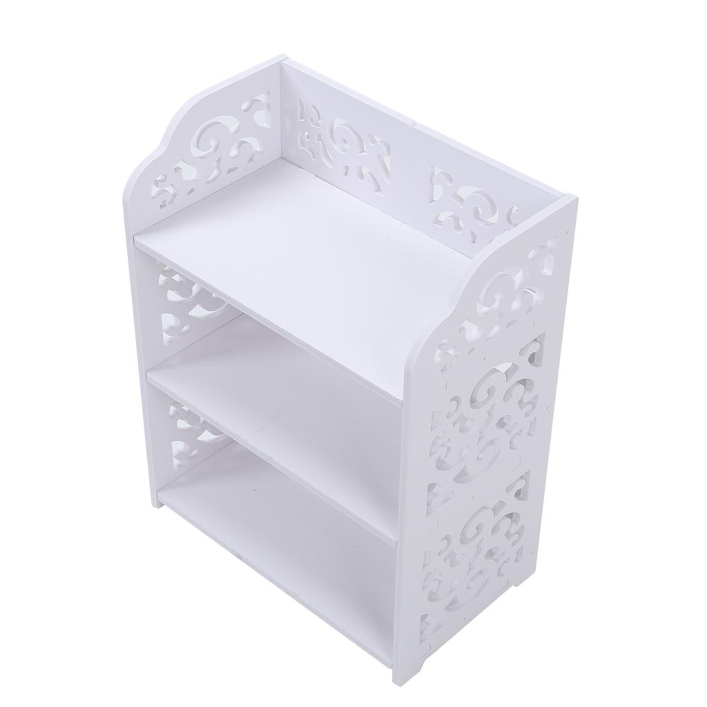 3 Tiers White Hollow Out Shoe Rack Stand Storage Organiser Shelf 60cm