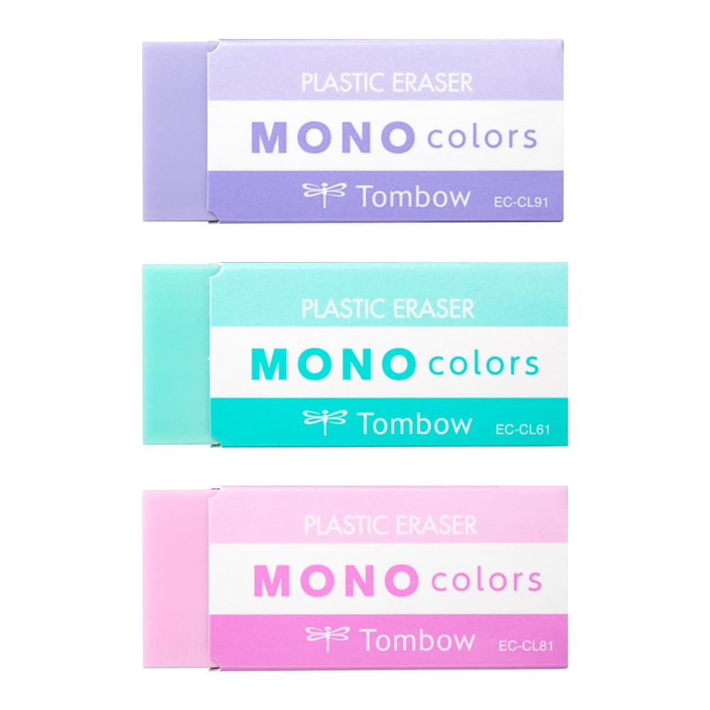 Ластик Tombow MONO Mono Colors Набор из 3 цветов (Фиолетовый, Зеленый, Розовый) JCE-311X