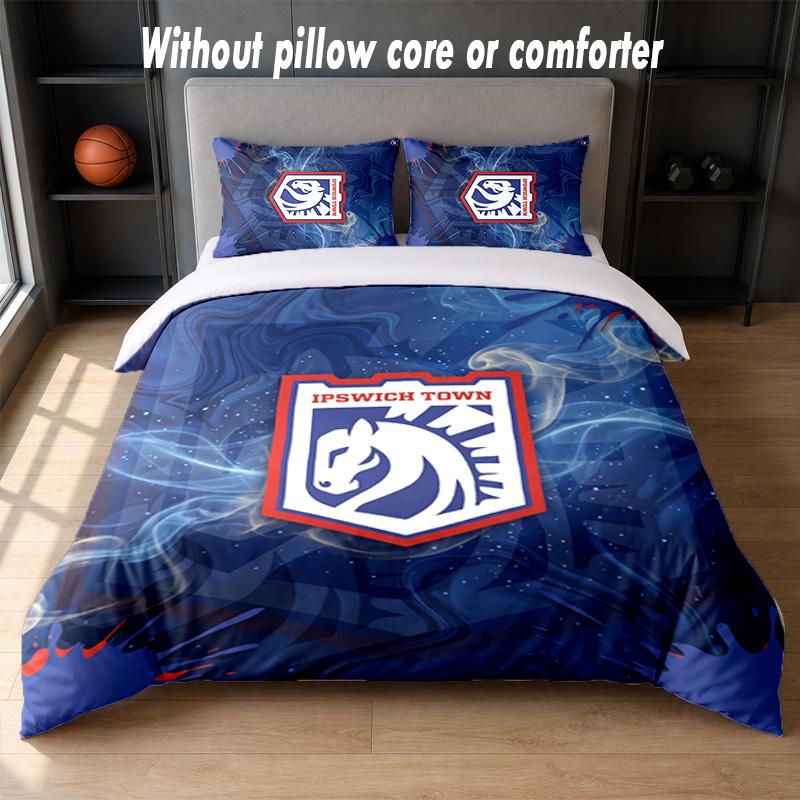 Ipswich Town Football Design Bed Bedding Set 1 Duvet Cover + 2 Pillowcases Soft Breathable Household Bed Linens