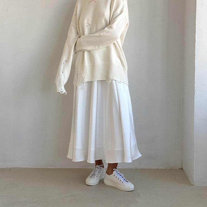 Женская летняя элегантная атласная однотонная юбка с высокой талией, повседневная трапециевидная юбка с оборками