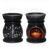 India Handcrafted Soapstone Aroma Burner Oil Diffuser and 1 Tea Light Candle (Black)