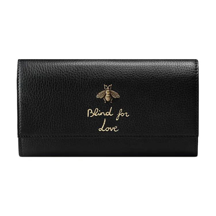 GUCCI Animalier Leather Wallet Women's Black (Unisex) Wallets 454070 A7M0T 1000