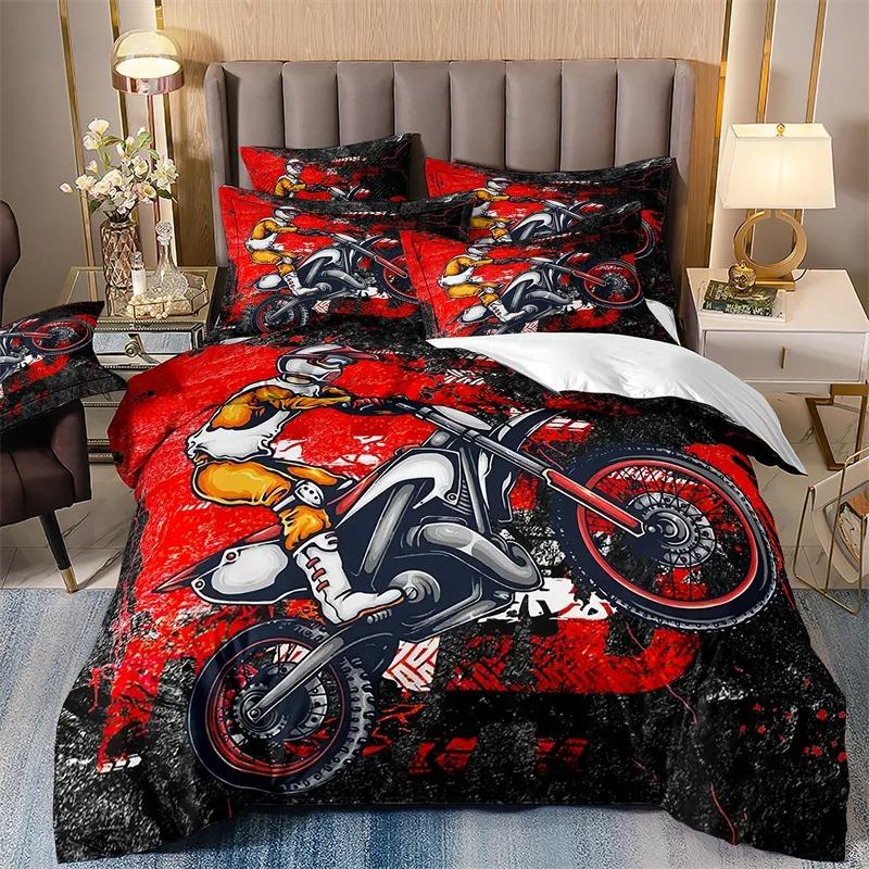 Galaxy Starry Sky Duvet Cover Set for Boys, Speed Rider, Super Cool, Racing Car Comforter, Bedding Sets for Men, Teen, Queen Siz