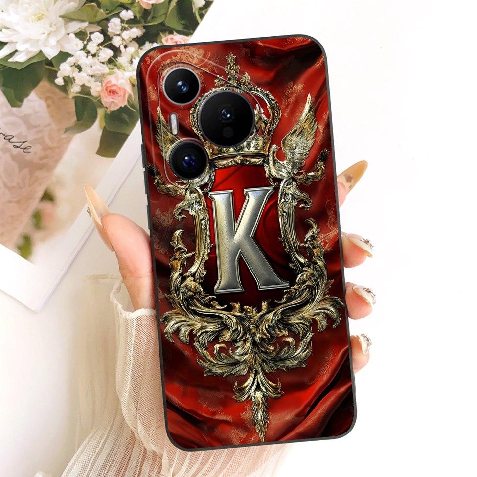 Для Huawei Pura 70 Прозрачный Чехол Эстетичный Роскошный Корона Мода Буквы от A до Z 2D Расписной Мягкий Чехол для Huawei ADY-LX9 ADY-AL00