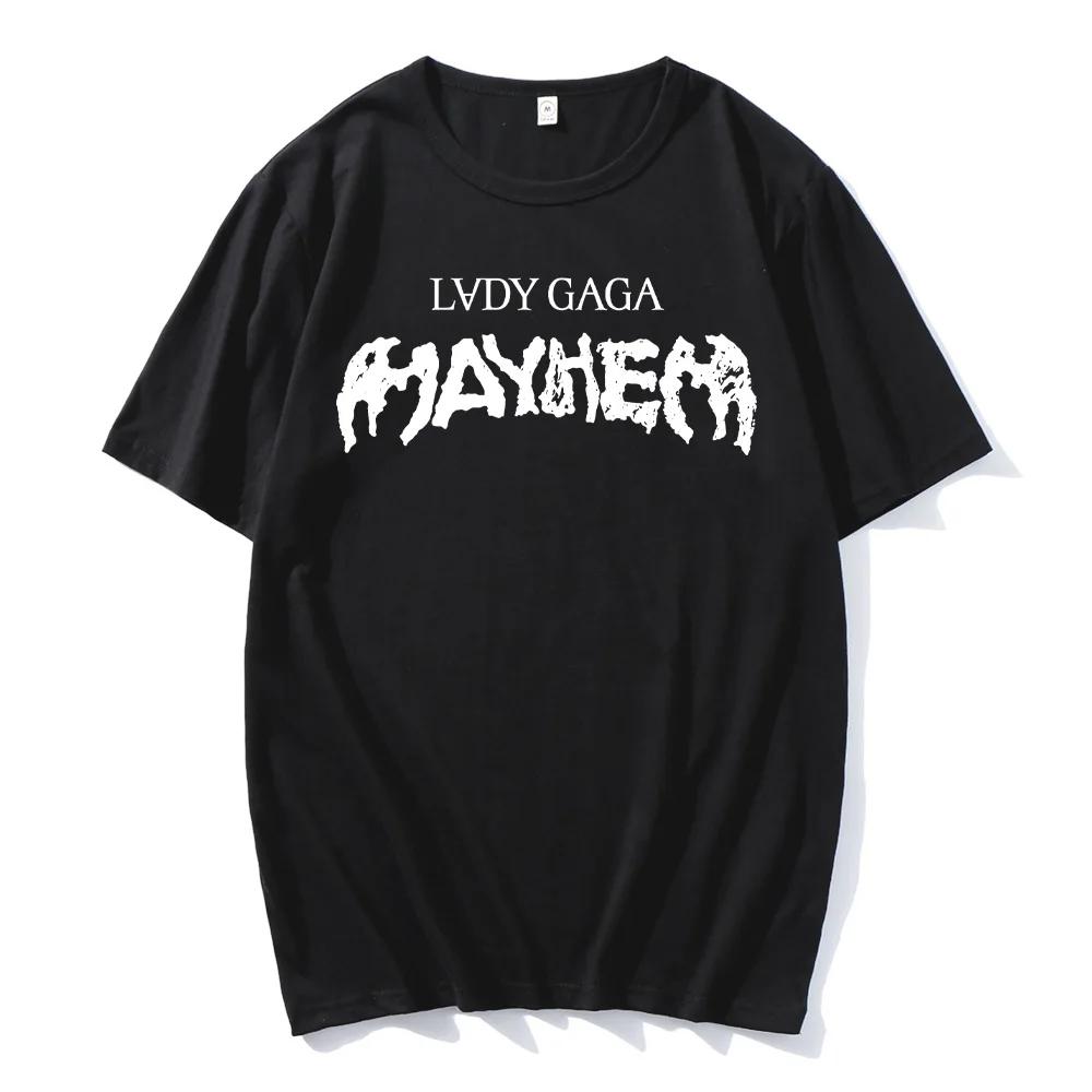 Lady Gaga MAYHEM Классическая футболка с логотипом Хип-хоп Стирка Короткий рукав Уличная футболка Ретро Хлопок Мужчины Женщины Топ Стритвир Летняя футболка