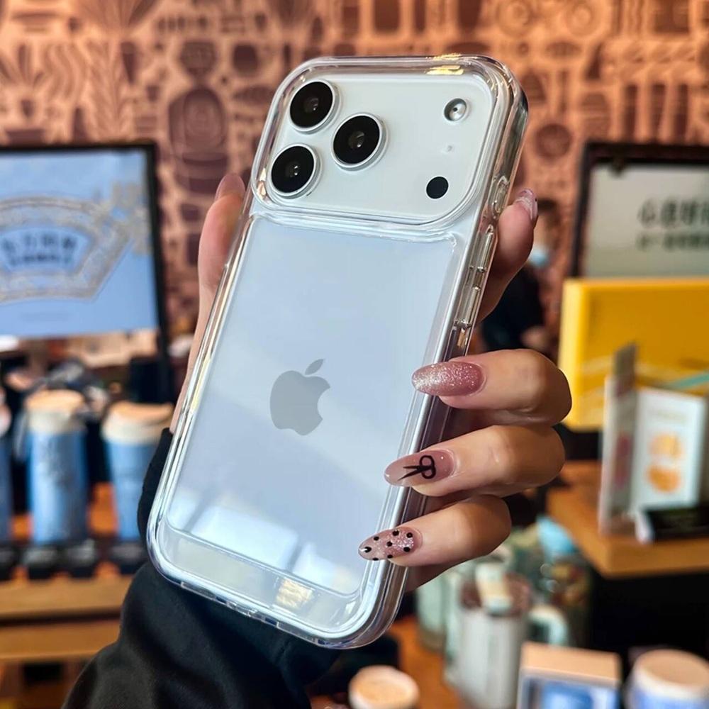 Роскошный прозрачный жесткий акриловый чехол для телефона для iPhone 17 Air 16 15 14 13 12 11 Pro Max XS XR X Plus Мягкая противоударная бамперная крышка