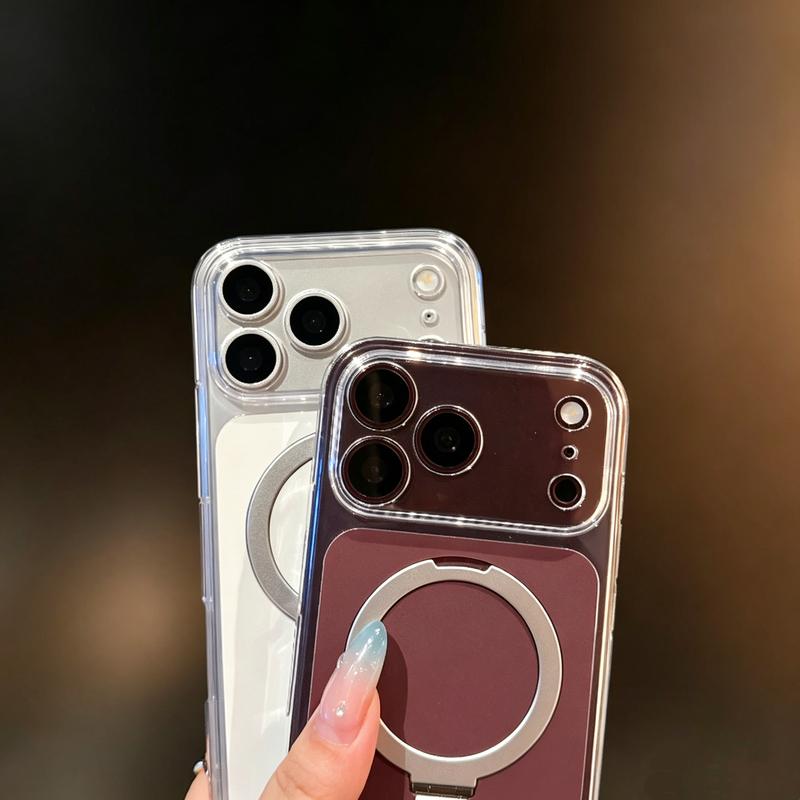 Магнитный держатель 360° Чехол для телефона Для iPhone 12 13 14 15 16 17 18 Pro Max ПК Матовая задняя панель Ударопрочный чехол для телефона Для Magsafe