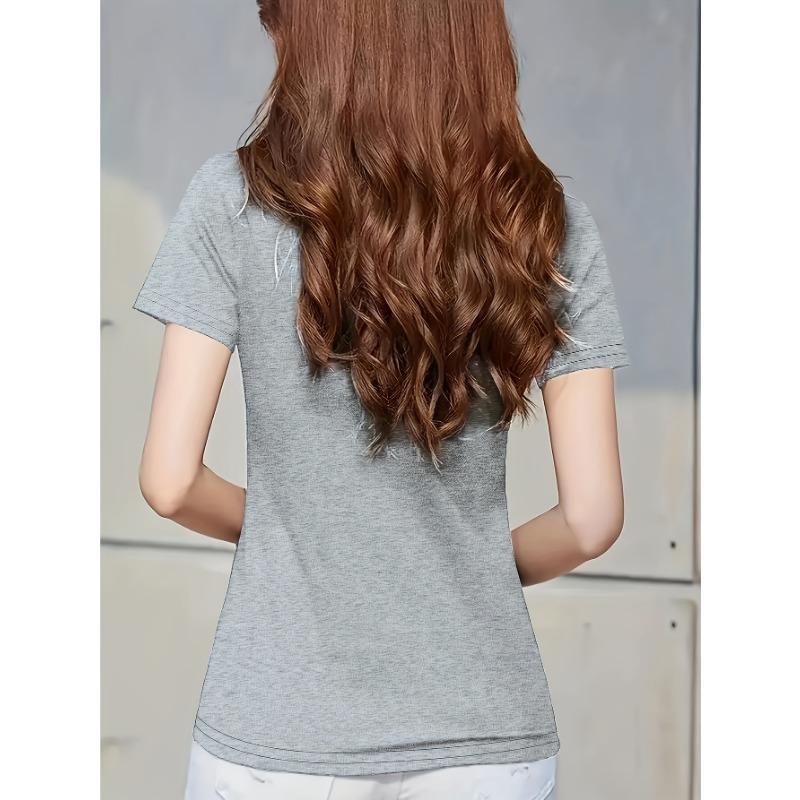 Женская повседневная модная летняя белая футболка с V-образным вырезом