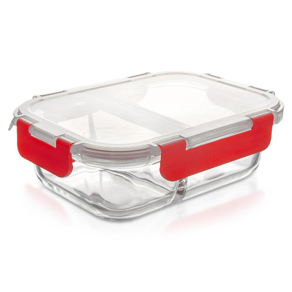 Pojemnik Dzielony Kuchenny Szklany na Żywność z Uszczelką Lunchbox 550 ml