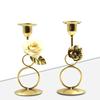 Nordic Rose Candlestick Metal Iron Crafts Wedding Candelabrum Flowers Ring Wax Candle Stand Dining Table Center Piece Decoration