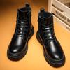 Модные мужские ботильоны, черные повседневные высокие туфли, кроссовки, мужские новые кожаные ботинки, классические мужские мотоциклетные ботинки на молнии, 2023