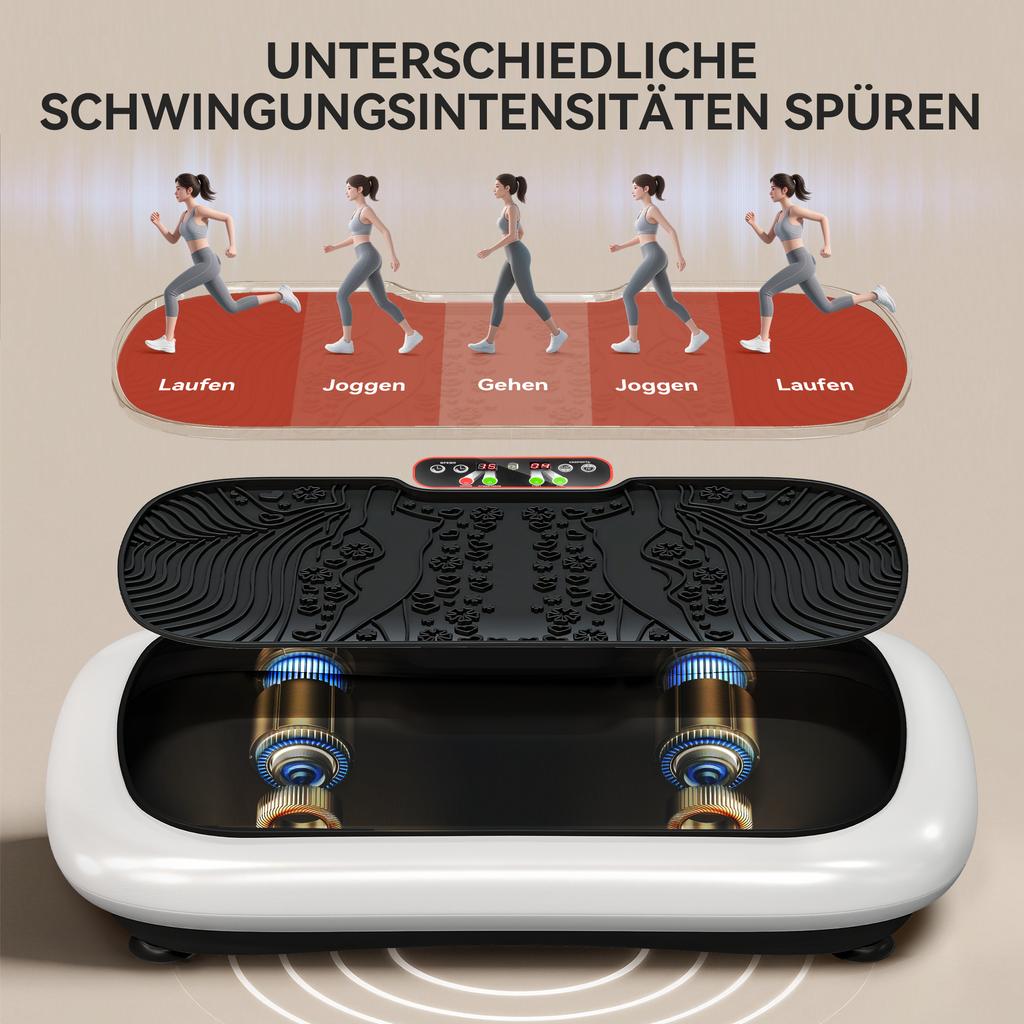 Vibration Plate, 99 Levels, 2 Bands, 73x40x13 cm, White and Black