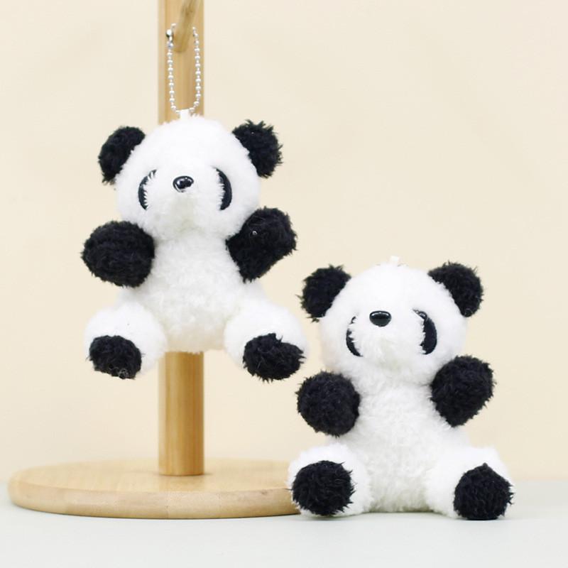 Adorable Curly Panda Plush Toy Keychain Soft Coral Fleece Stuffed Animal