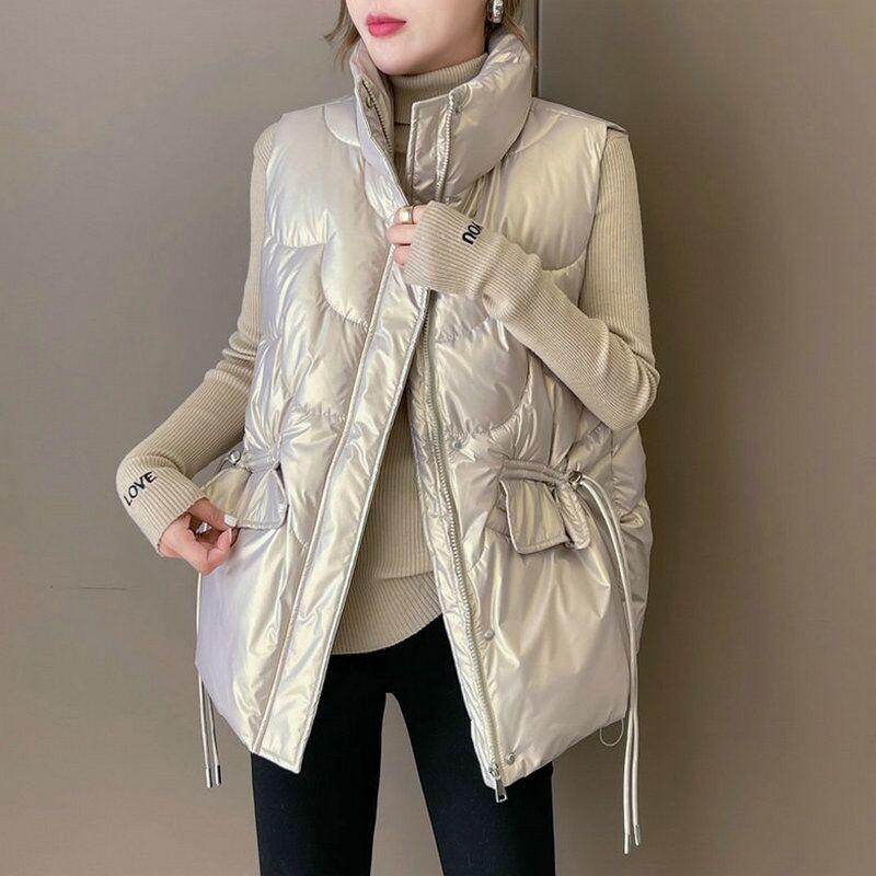 Женская короткая яркая цветная хлопковая стеганая куртка с воротником-стойкой, женский зимний жилет без рукавов, пальто, жилет