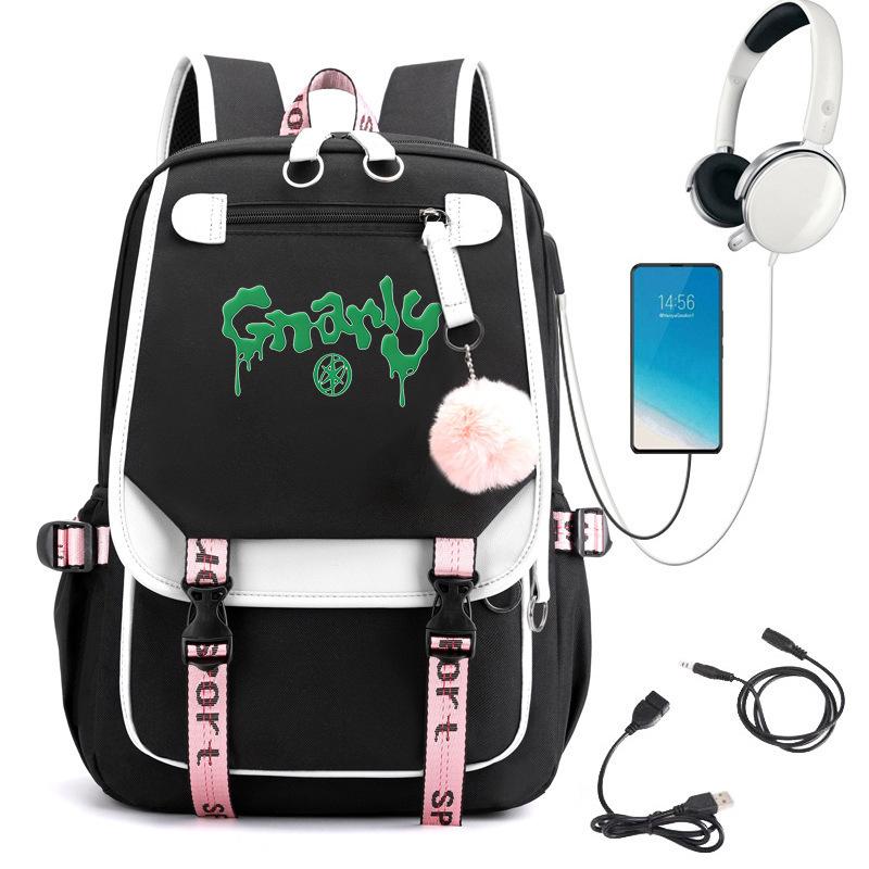 KATSEYE Backpack USB Charging Port Student Bookbag Travel Daypack Fashion Casual Laptop Compatible Large Capacity Water-Resistant 60123-12