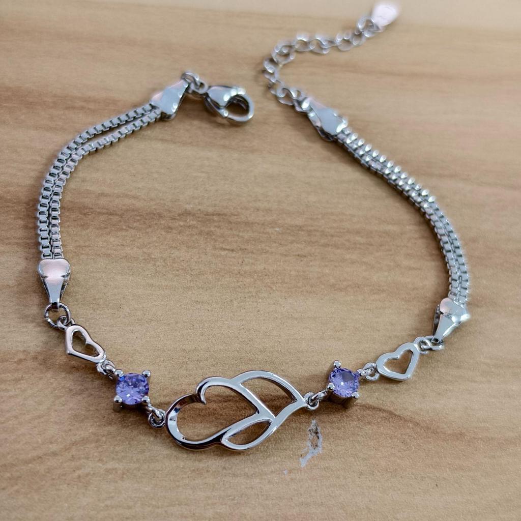 Korean Zircon Heart-to-Heart Bracelet for Girls