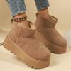 Модные новые женские зимние ботинки на толстой подошве с увеличением роста, флисовые и утепленные, модные и теплые хлопковые ботинки