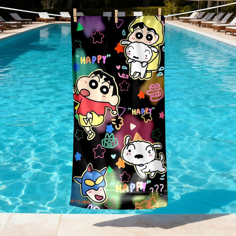 Crayon Shin Print Beach Towel Design, Soft, Lightweight. for Home Bathroom, Spa, Pool, Yoga, Surfing, Camping, Gift for Family, Friend
