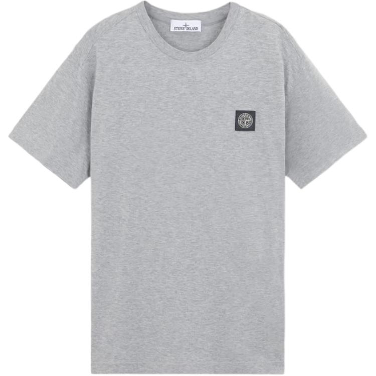 STONE ISLAND Мужская однотонная облегающая футболка с круглым вырезом Топы Светло-серый K1S152100039S0013-V0M64
