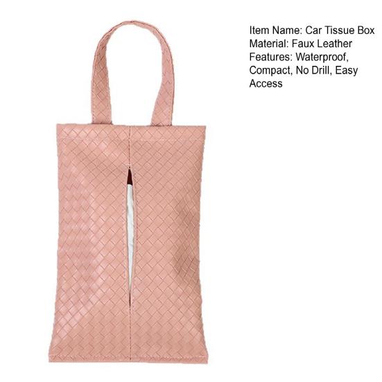 Car Tissue Holder for Dispenser with Woven Visor Hanging Napkin Pattern Universal Armrest