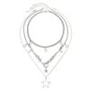 3Pcs/set Multilayer Star Pendant Necklace Fashion Hip Hop Star Fringe Clavicle Chain Unique Choker for Women Men Jewelry