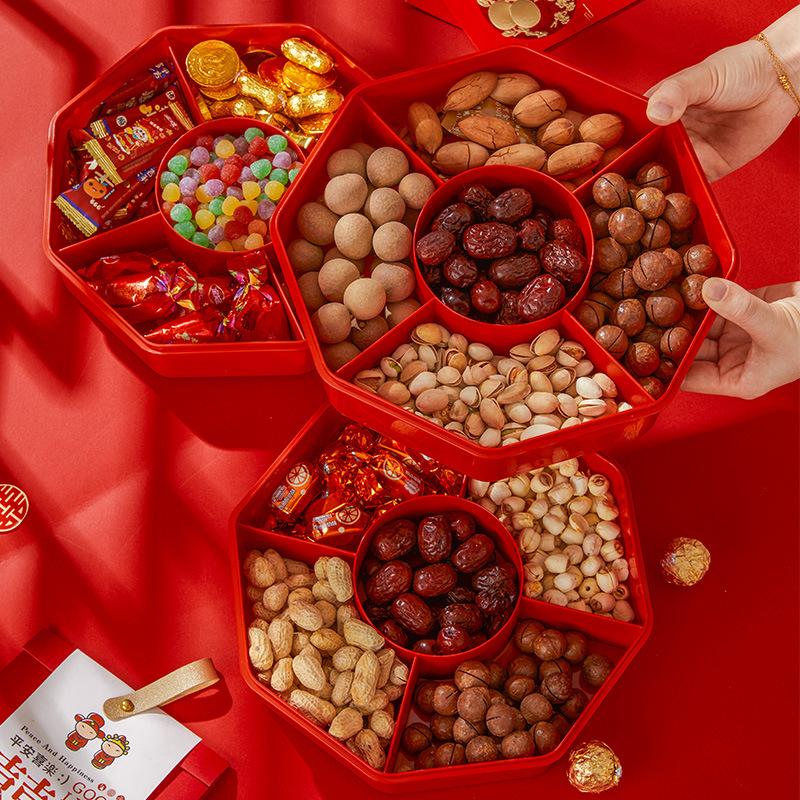 Creative Fruit Plate Living Room Snack Storage Box Divided Into Lattice with Lid Fruit Plate Wedding Coffee Table Household Candy Box Dried Fruit Box