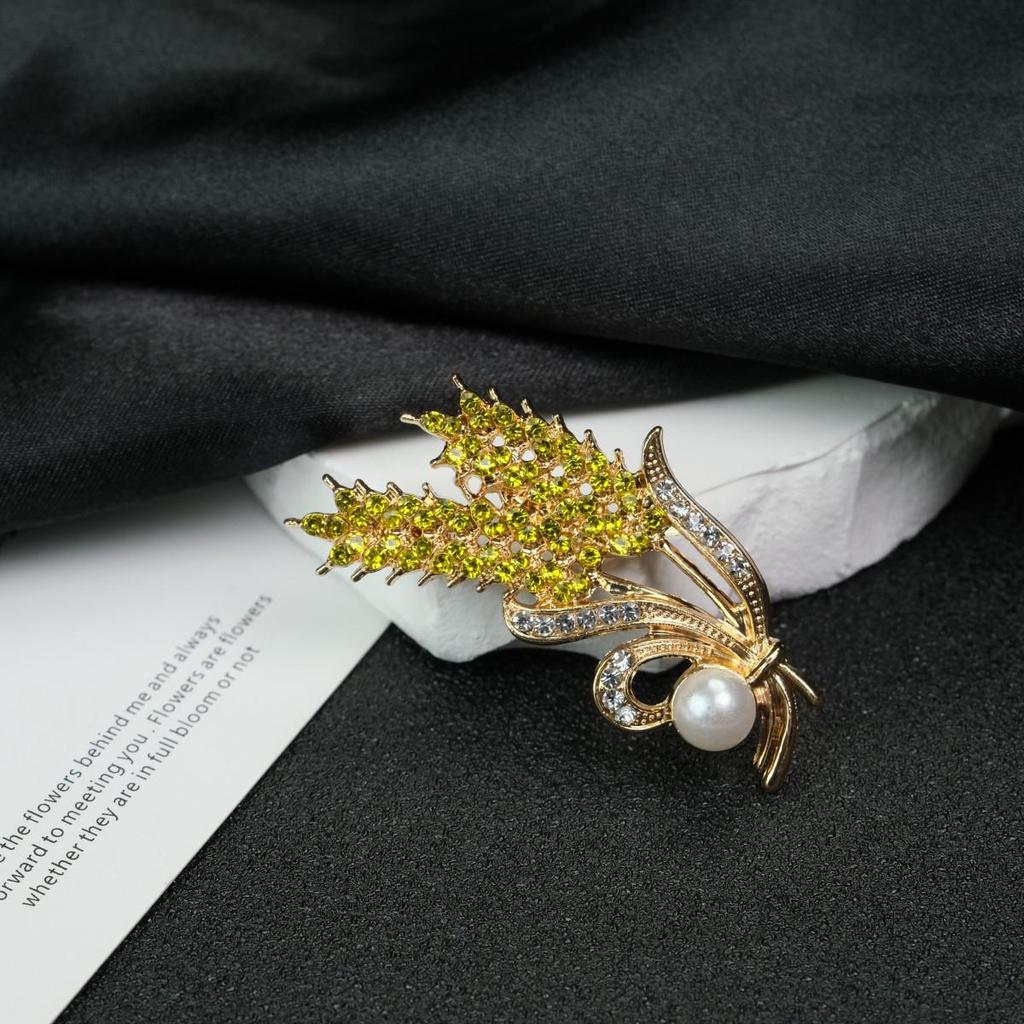 Элегантная брошь в виде колоска пшеницы для женщин - Высококлассная, модная, легкая роскошная булавка для пальто и костюмов