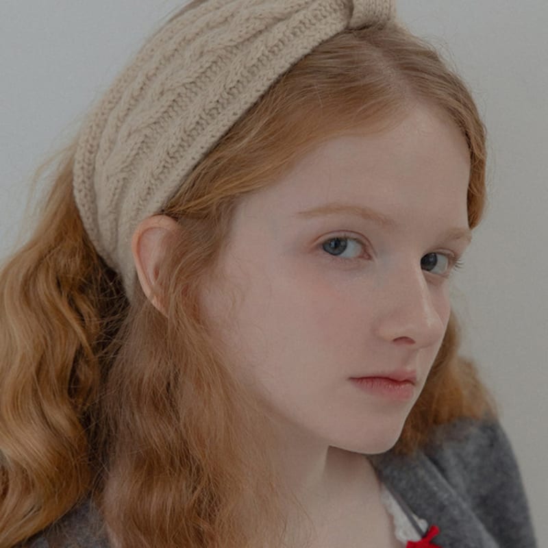 Mellotory 100% кашемировая кабельная повязка для волос (бежевый)