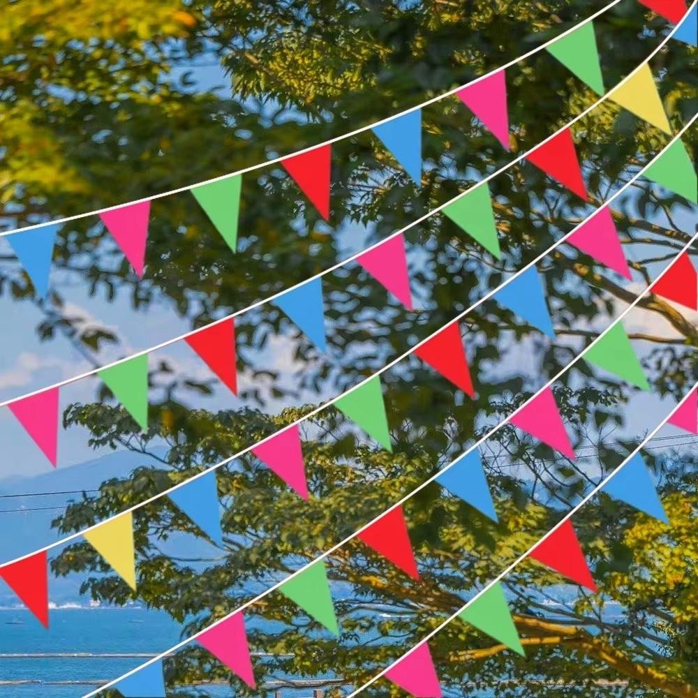 100Pcs Dacron Bunting Banner Colorful Flag Garland New Pennant Banner Outdoor Decorations