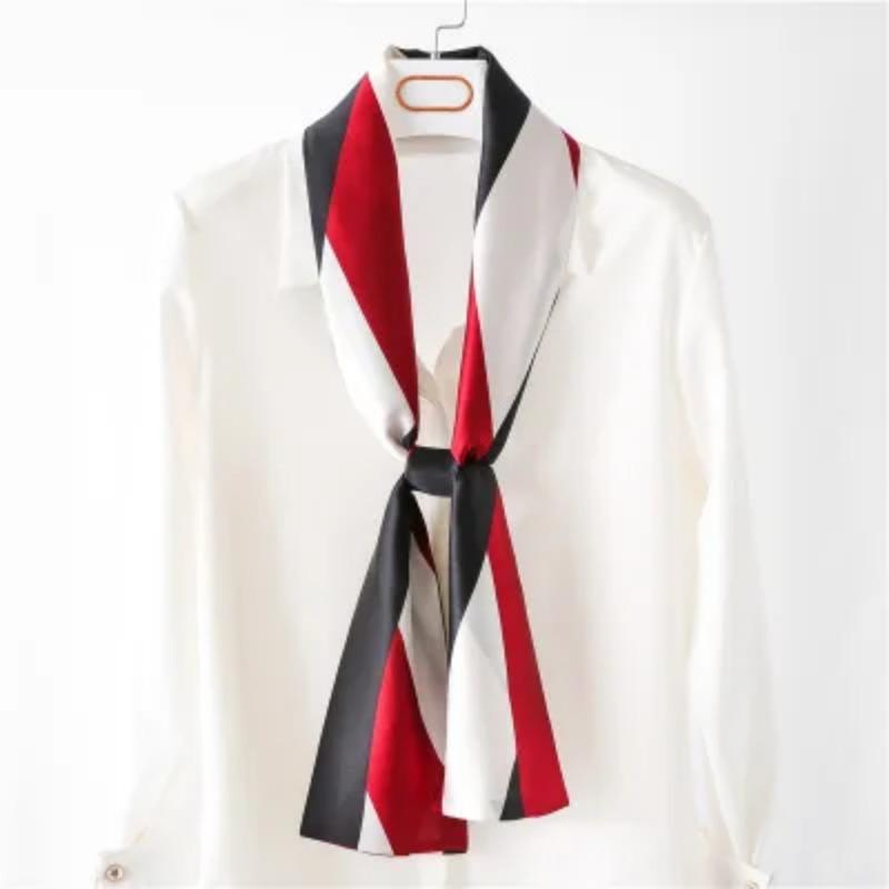 Хиджаб Натуральный Длинный Шелк Женский Принт Элегантные Шейные Платки Лента для Волос Головная Повязка Завязка Украшение Ручки Сумки Фуляр Воротник Косынка