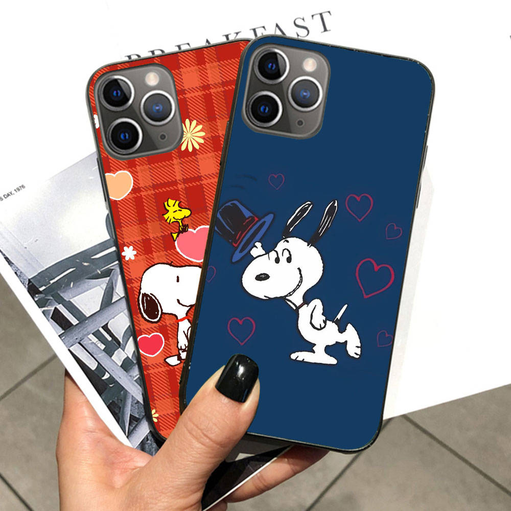 Case for iPhone 16 15 Plus 14 13 12 11 Pro 8 7 6S 6 SE 5S X XR XS Max Realme C30 C33 C31 9I Black Sofe Cover NI35 Fun Snoopy